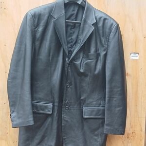 Ferrar Black Leather Blazer